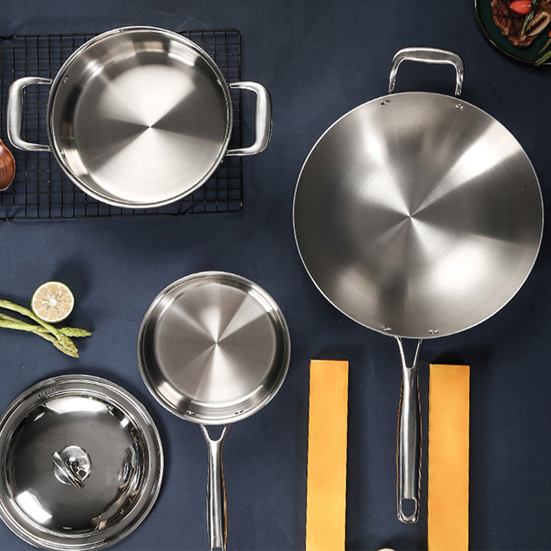 SOGA 6 Piece Cookware Set 18/10 Stainless Steel 3-Ply Frying Pan, Milk, and Soup Pot with Lid - SSPanPotSet - Home & Living - 6 - AU DEPOT SOGA Buy SOGA 6 Piece Cookware Set 18/10 Stainless Steel 3-Ply Frying Pan, Milk, and Soup Pot with Lid Online - Home & Living - 6 - AU Depot Free Shipping