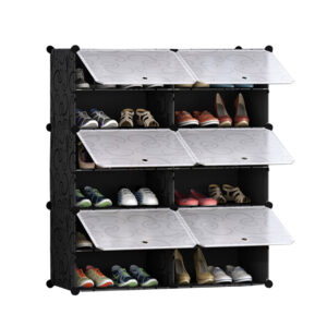 Buy SOGA 6 Tier 2 Column Shoe Rack Organizer Sneaker Footwear Storage Stackable Stand Cabinet Portable Wardrobe with Cover Online - Furniture - 1 - AU Depot Free Shipping