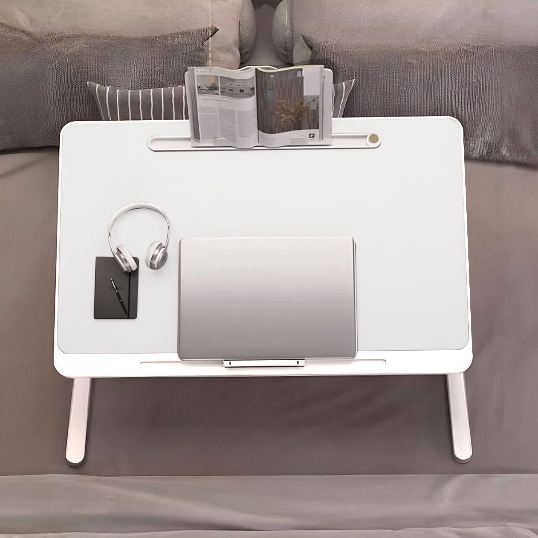 SOGA 60X40cm White Small Laptop Bed Portable Foldable Study Table Adjustable - BedTableA9X2 - Desks & Computer Tables - 5 - AU DEPOT SOGA Buy SOGA 60X40cm White Small Laptop Bed Portable Foldable Study Table Adjustable Online - Desks & Computer Tables - 5 - AU Depot Free Shipping