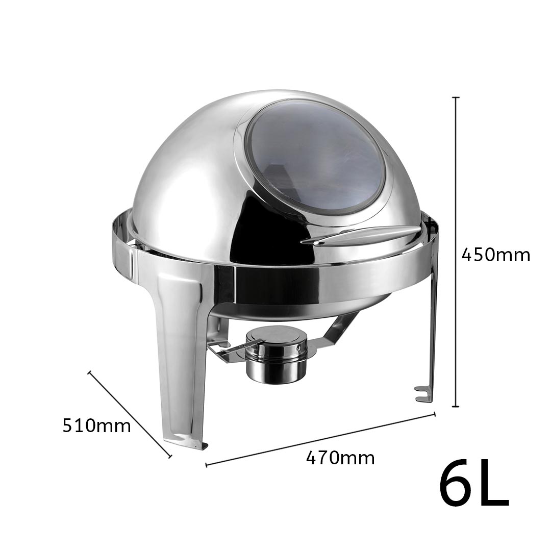 SOGA 6L Round Chafing Stainless Steel Food Warmer with Glass Roll Top - ChafingDish5639 - Furniture - 3 - AU DEPOT SOGA Buy SOGA 6L Round Chafing Stainless Steel Food Warmer with Glass Roll Top Online - Furniture - 3 - AU Depot Free Shipping