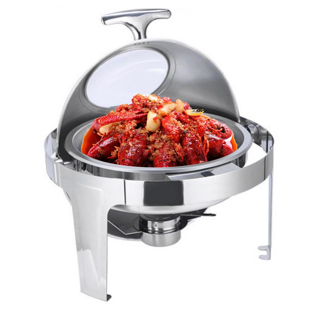 SOGA 6L Round Chafing Stainless Steel Food Warmer with Glass Roll Top - ChafingDish5639 - Furniture - 4 - AU DEPOT SOGA Buy SOGA 6L Round Chafing Stainless Steel Food Warmer with Glass Roll Top Online - Furniture - 4 - AU Depot Free Shipping
