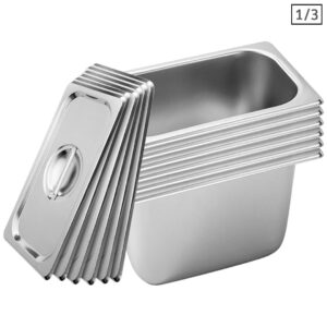 Buy SOGA 6X Gastronorm GN Pan Full Size 1/3 GN Pan 20cm Deep Stainless Steel Tray With Lid Online - Home & Living - 1 - AU Depot Free Shipping