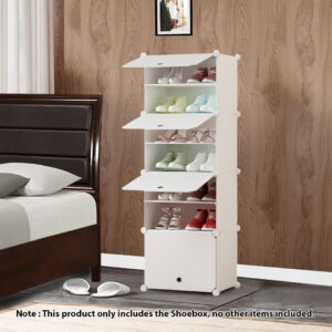 Buy SOGA 7 Tier White Shoe Rack Organizer Sneaker Footwear Storage Stackable Stand Cabinet Portable Wardrobe with Cover Online - Furniture - 2 - AU Depot Free Shipping