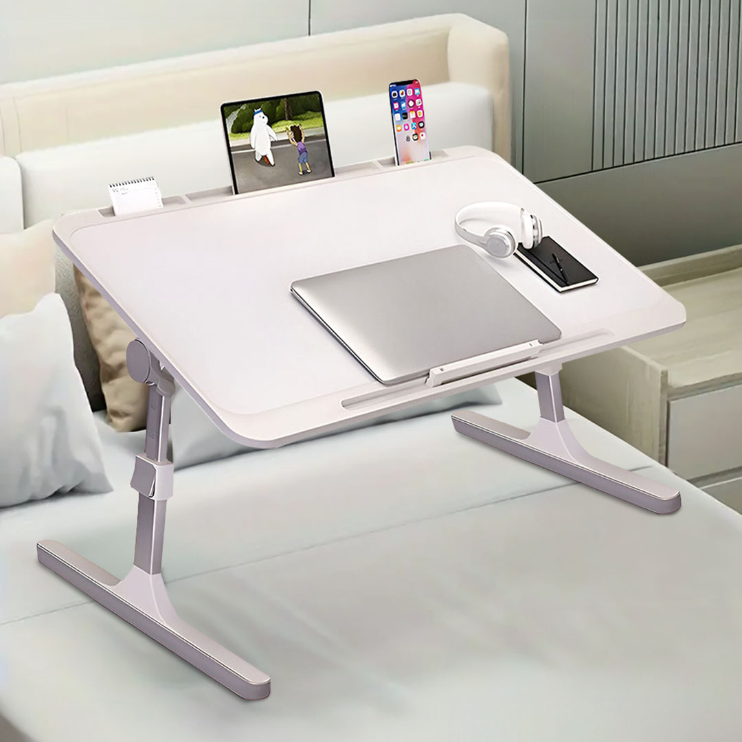 SOGA 70X45cm White Small Laptop Bed Portable Foldable Study Table Adjustable - BedTableA14 - Desks & Computer Tables - 2 - AU DEPOT SOGA Buy SOGA 70X45cm White Small Laptop Bed Portable Foldable Study Table Adjustable Online - Desks & Computer Tables - 2 - AU Depot Free Shipping