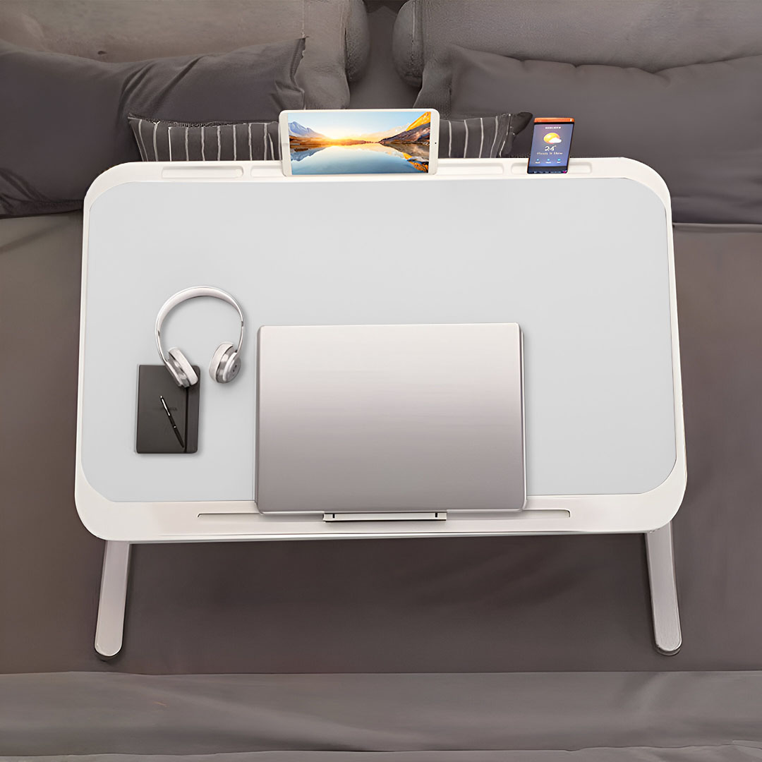 SOGA 70X45cm White Small Laptop Bed Portable Foldable Study Table Adjustable - BedTableA14 - Desks & Computer Tables - 4 - AU DEPOT SOGA Buy SOGA 70X45cm White Small Laptop Bed Portable Foldable Study Table Adjustable Online - Desks & Computer Tables - 4 - AU Depot Free Shipping