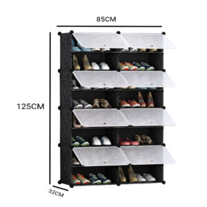 Buy SOGA 8 Tier 2 Column Shoe Rack Organizer Sneaker Footwear Storage Stackable Stand Cabinet Portable Wardrobe with Cover Online - Furniture - 2 - AU Depot Free Shipping