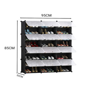 Buy SOGA 8 Tier 3 Column Shoe Rack Organizer Sneaker Footwear Storage Stackable Stand Cabinet Portable Wardrobe with Cover Online - Furniture - 2 - AU Depot Free Shipping