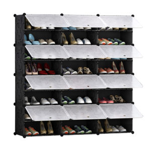 Buy SOGA 8 Tier 3 Column Shoe Rack Organizer Sneaker Footwear Storage Stackable Stand Cabinet Portable Wardrobe with Cover Online - Furniture - 1 - AU Depot Free Shipping