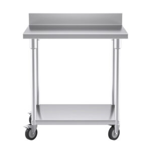 Buy SOGA 80cm Commercial Catering Kitchen Stainless Steel Prep Work Bench Table with Backsplash and Caster Wheels Online - furniture > kitchen & dining room furniture > buffets, sideboards & kitchen islands - 2 - AU Depot Free Shipping