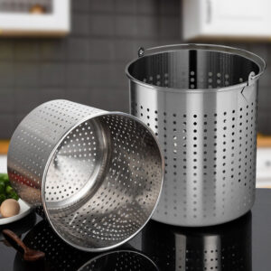 Buy SOGA 98L 18/10 Stainless Steel Stockpot with Perforated Stock pot Basket Pasta Strainer Online - home & living > kitchen & dining > cookware > stock & multi pots - 2 - AU Depot Free Shipping