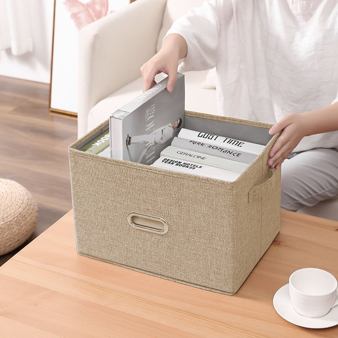 SOGA Beige Medium Foldable Canvas Storage Box Cube Clothes Basket Organiser Home Decorative Box - SBox006 - Furniture - 3 - AU DEPOT SOGA Buy SOGA Beige Medium Foldable Canvas Storage Box Cube Clothes Basket Organiser Home Decorative Box Online - Furniture - 3 - AU Depot Free Shipping