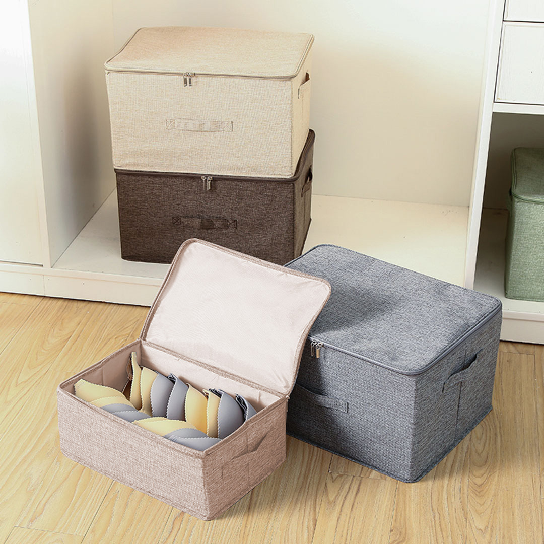 SOGA Beige Small Portable Double Zipper Storage Box Moisture Proof Clothes Basket Foldable Home Organiser - SBox023 - Furniture - 4 - AU DEPOT SOGA Buy SOGA Beige Small Portable Double Zipper Storage Box Moisture Proof Clothes Basket Foldable Home Organiser Online - Furniture - 4 - AU Depot Free Shipping