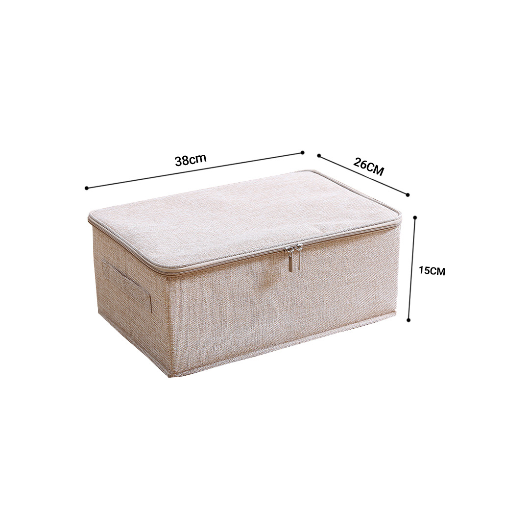 SOGA Beige Small Portable Double Zipper Storage Box Moisture Proof Clothes Basket Foldable Home Organiser - SBox023 - Furniture - 6 - AU DEPOT SOGA Buy SOGA Beige Small Portable Double Zipper Storage Box Moisture Proof Clothes Basket Foldable Home Organiser Online - Furniture - 6 - AU Depot Free Shipping