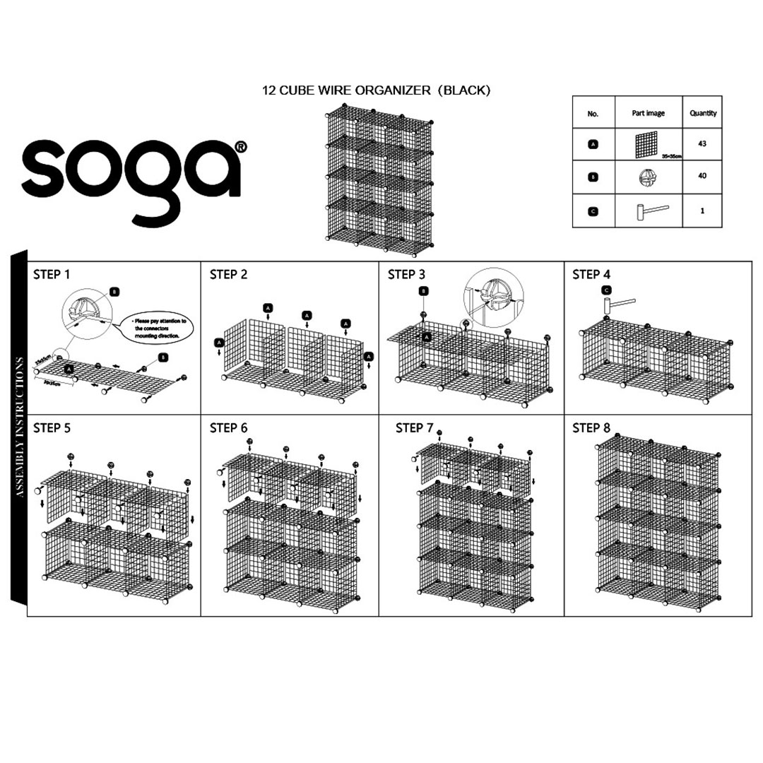 SOGA Black Portable 12-Cube Storage Organiser Foldable DIY Modular Grid Space Saving Shelf - NetBox3010 - Furniture - 9 - AU DEPOT SOGA Buy SOGA Black Portable 12-Cube Storage Organiser Foldable DIY Modular Grid Space Saving Shelf Online - Furniture - 9 - AU Depot Free Shipping