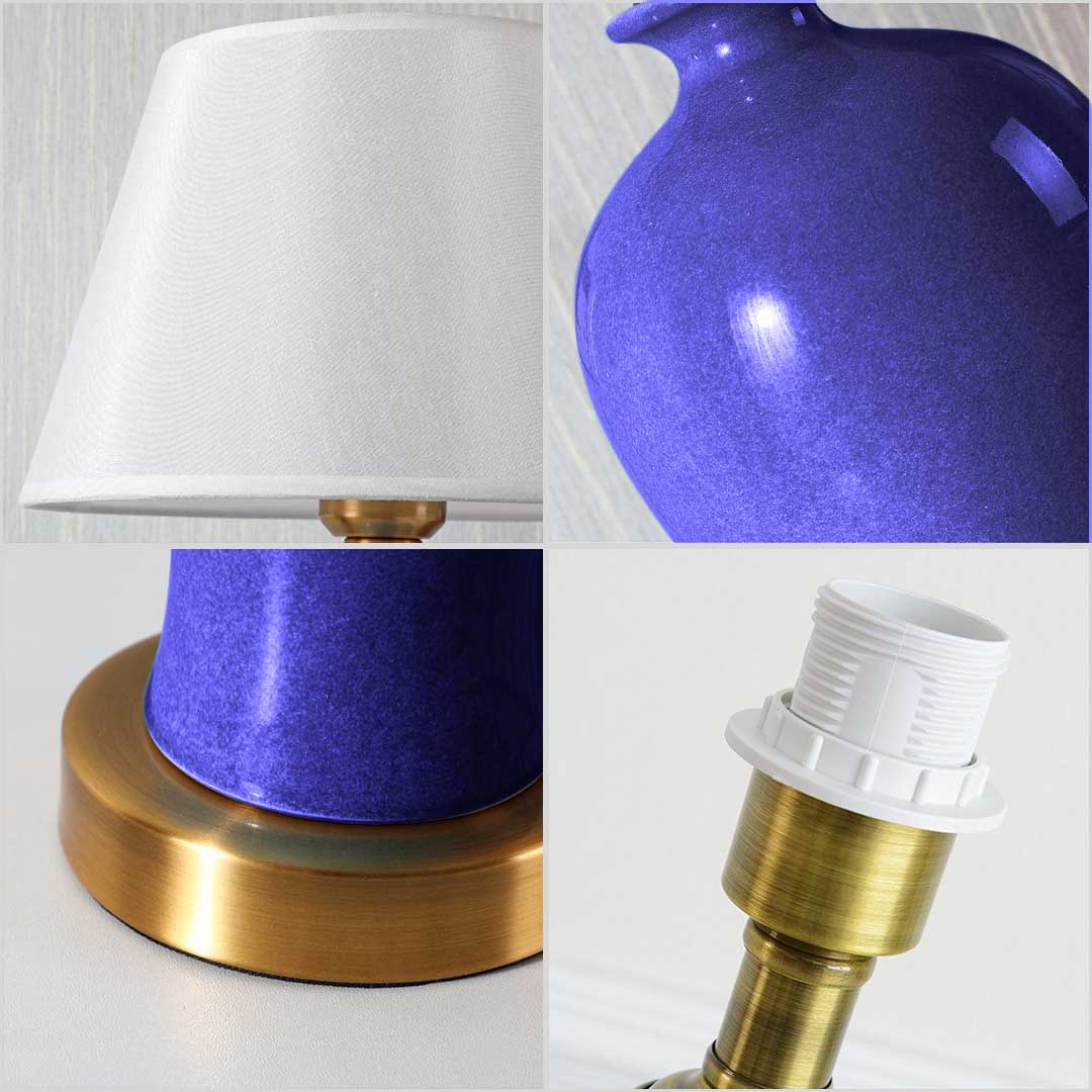 SOGA Blue Ceramic Oval Table Lamp with Gold Metal Base - TableLamp120Blue - Home & Living - 3 - AU DEPOT SOGA Buy SOGA Blue Ceramic Oval Table Lamp with Gold Metal Base Online - Home & Living - 3 - AU Depot Free Shipping