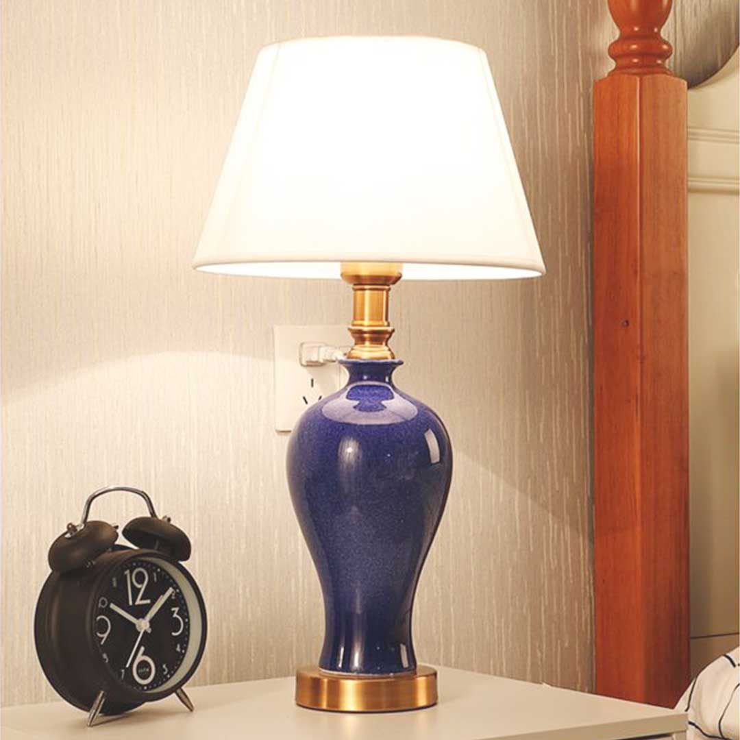 SOGA Blue Ceramic Oval Table Lamp with Gold Metal Base - TableLamp120Blue - Home & Living - 4 - AU DEPOT SOGA Buy SOGA Blue Ceramic Oval Table Lamp with Gold Metal Base Online - Home & Living - 4 - AU Depot Free Shipping