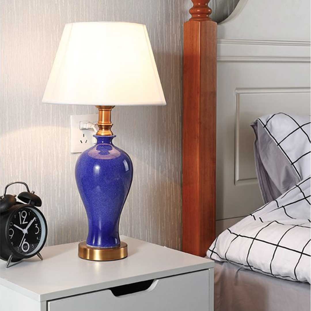 SOGA Blue Ceramic Oval Table Lamp with Gold Metal Base - TableLamp120Blue - Home & Living - 5 - AU DEPOT SOGA Buy SOGA Blue Ceramic Oval Table Lamp with Gold Metal Base Online - Home & Living - 5 - AU Depot Free Shipping