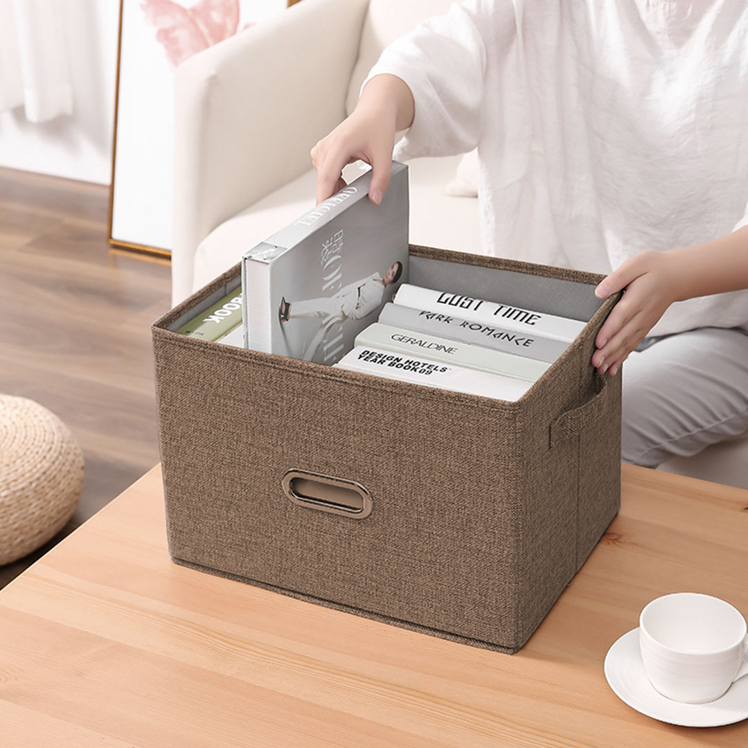 SOGA Coffee Medium Foldable Canvas Storage Box Cube Clothes Basket Organiser Home Decorative Box - SBox010 - Furniture - 3 - AU DEPOT SOGA Buy SOGA Coffee Medium Foldable Canvas Storage Box Cube Clothes Basket Organiser Home Decorative Box Online - Furniture - 3 - AU Depot Free Shipping