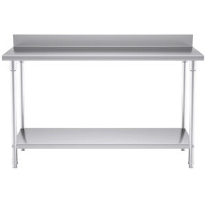 Buy SOGA Commercial Catering Kitchen Stainless Steel Prep Work Bench Table with Back-splash 150*70*85cm Online - furniture > kitchen & dining room furniture > buffets, sideboards & kitchen islands - 2 - AU Depot Free Shipping