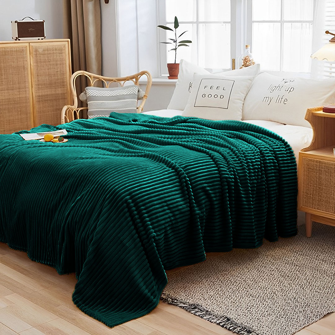SOGA Dark GreenThrow Blanket Warm Cozy Striped Pattern Thin Flannel Coverlet Fleece Bed Sofa Comforter - Blanket316 - Home - 2 - AU DEPOT SOGA Buy SOGA Dark GreenThrow Blanket Warm Cozy Striped Pattern Thin Flannel Coverlet Fleece Bed Sofa Comforter Online - Home - 2 - AU Depot Free Shipping