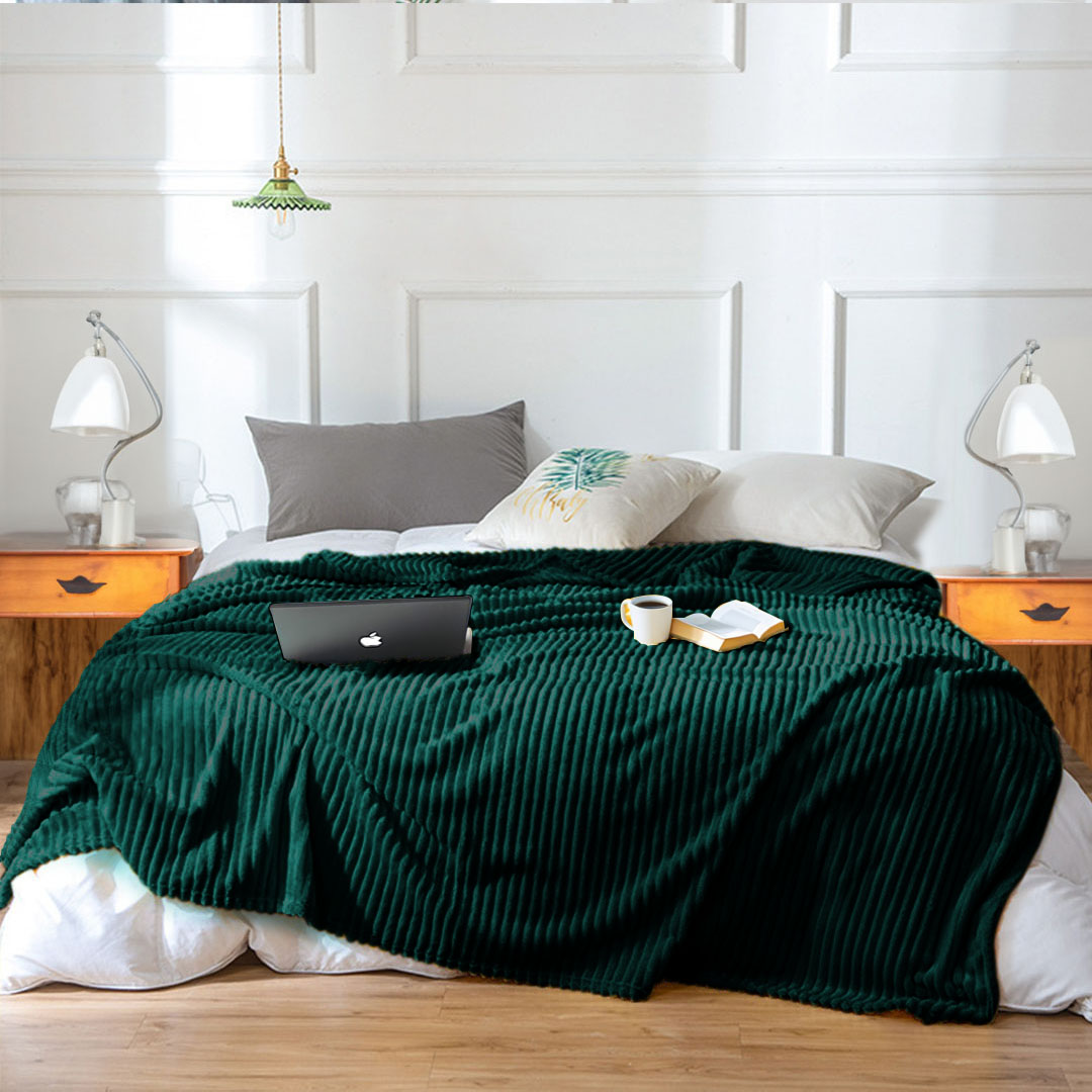 SOGA Dark GreenThrow Blanket Warm Cozy Striped Pattern Thin Flannel Coverlet Fleece Bed Sofa Comforter - Blanket316 - Home - 3 - AU DEPOT SOGA Buy SOGA Dark GreenThrow Blanket Warm Cozy Striped Pattern Thin Flannel Coverlet Fleece Bed Sofa Comforter Online - Home - 3 - AU Depot Free Shipping