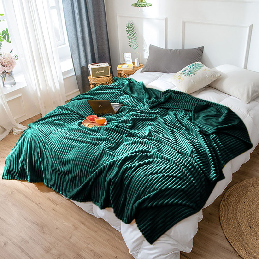 SOGA Dark GreenThrow Blanket Warm Cozy Striped Pattern Thin Flannel Coverlet Fleece Bed Sofa Comforter - Blanket316 - Home - 4 - AU DEPOT SOGA Buy SOGA Dark GreenThrow Blanket Warm Cozy Striped Pattern Thin Flannel Coverlet Fleece Bed Sofa Comforter Online - Home - 4 - AU Depot Free Shipping