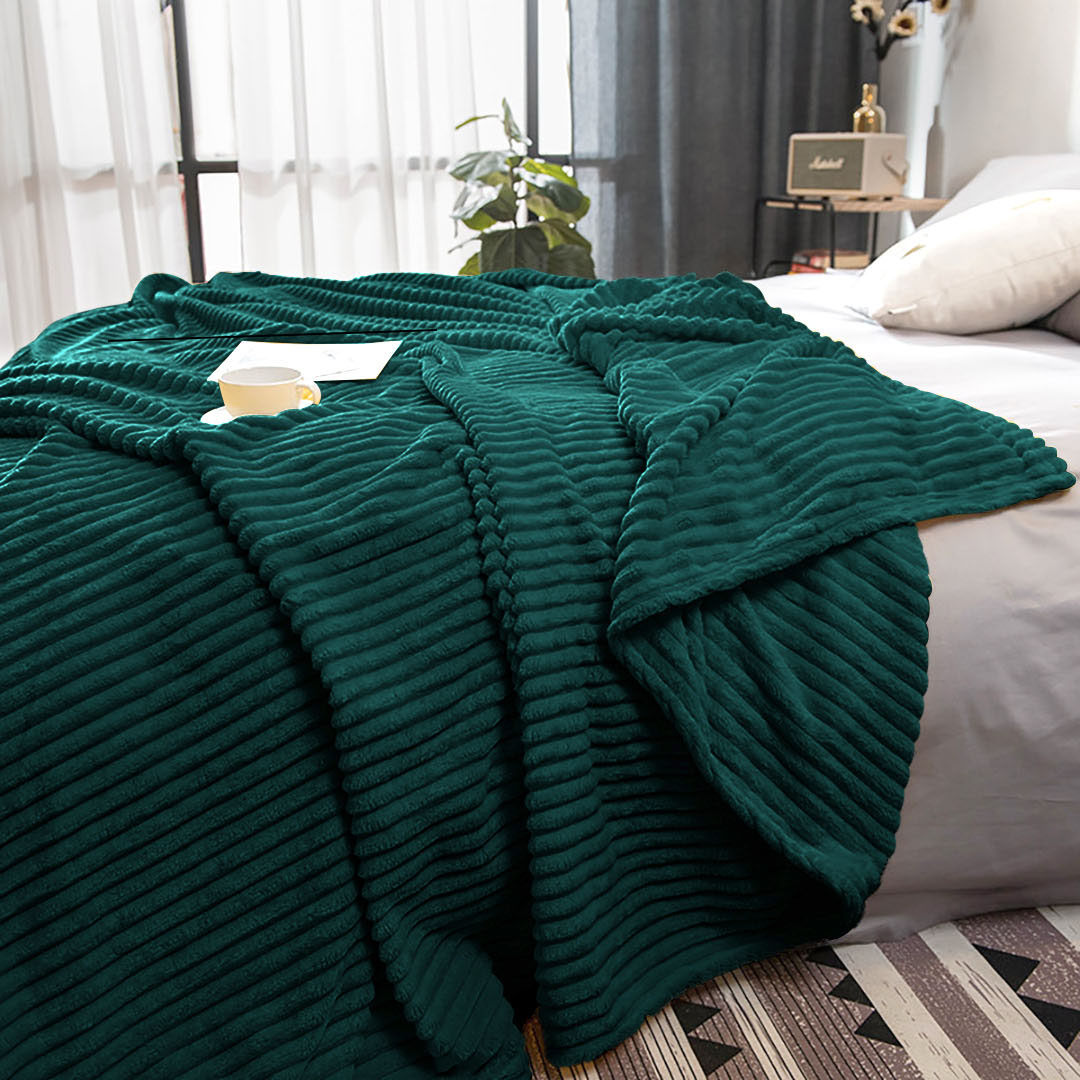 SOGA Dark GreenThrow Blanket Warm Cozy Striped Pattern Thin Flannel Coverlet Fleece Bed Sofa Comforter - Blanket316 - Home - 5 - AU DEPOT SOGA Buy SOGA Dark GreenThrow Blanket Warm Cozy Striped Pattern Thin Flannel Coverlet Fleece Bed Sofa Comforter Online - Home - 5 - AU Depot Free Shipping