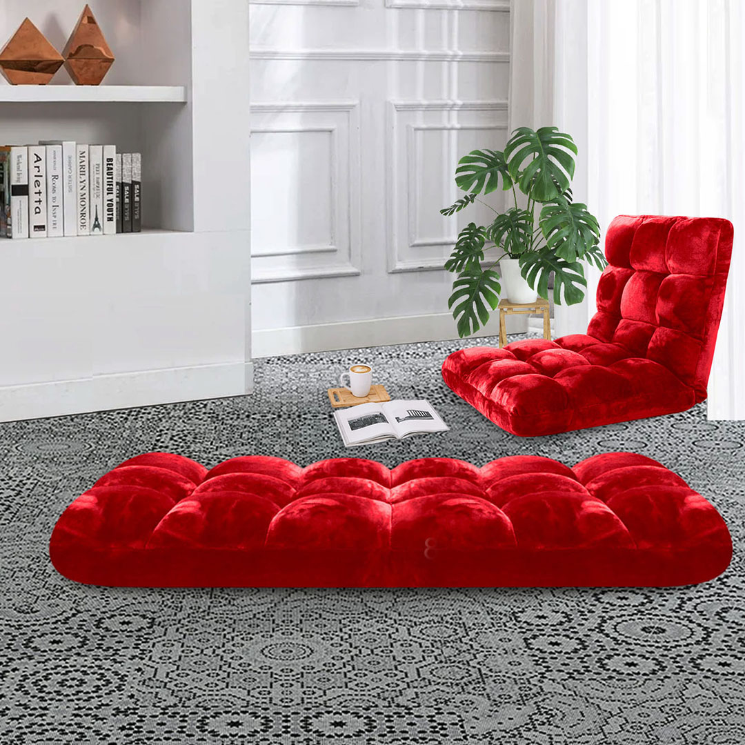 SOGA Floor Recliner Folding Lounge Sofa Futon Couch Folding Chair Cushion Red - LoungeChairRed - Furniture - 4 - AU DEPOT SOGA Buy SOGA Floor Recliner Folding Lounge Sofa Futon Couch Folding Chair Cushion Red Online - Furniture - 4 - AU Depot Free Shipping