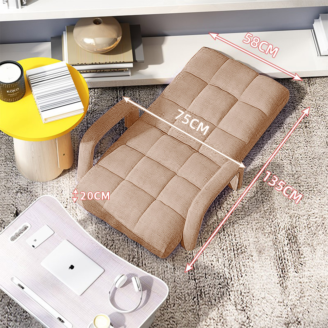 SOGA Foldable Lounge Cushion Adjustable Floor Lazy Recliner Chair with Armrest Khaki - LoungeArmKhaki - Furniture - 2 - AU DEPOT SOGA Buy SOGA Foldable Lounge Cushion Adjustable Floor Lazy Recliner Chair with Armrest Khaki Online - Furniture - 2 - AU Depot Free Shipping