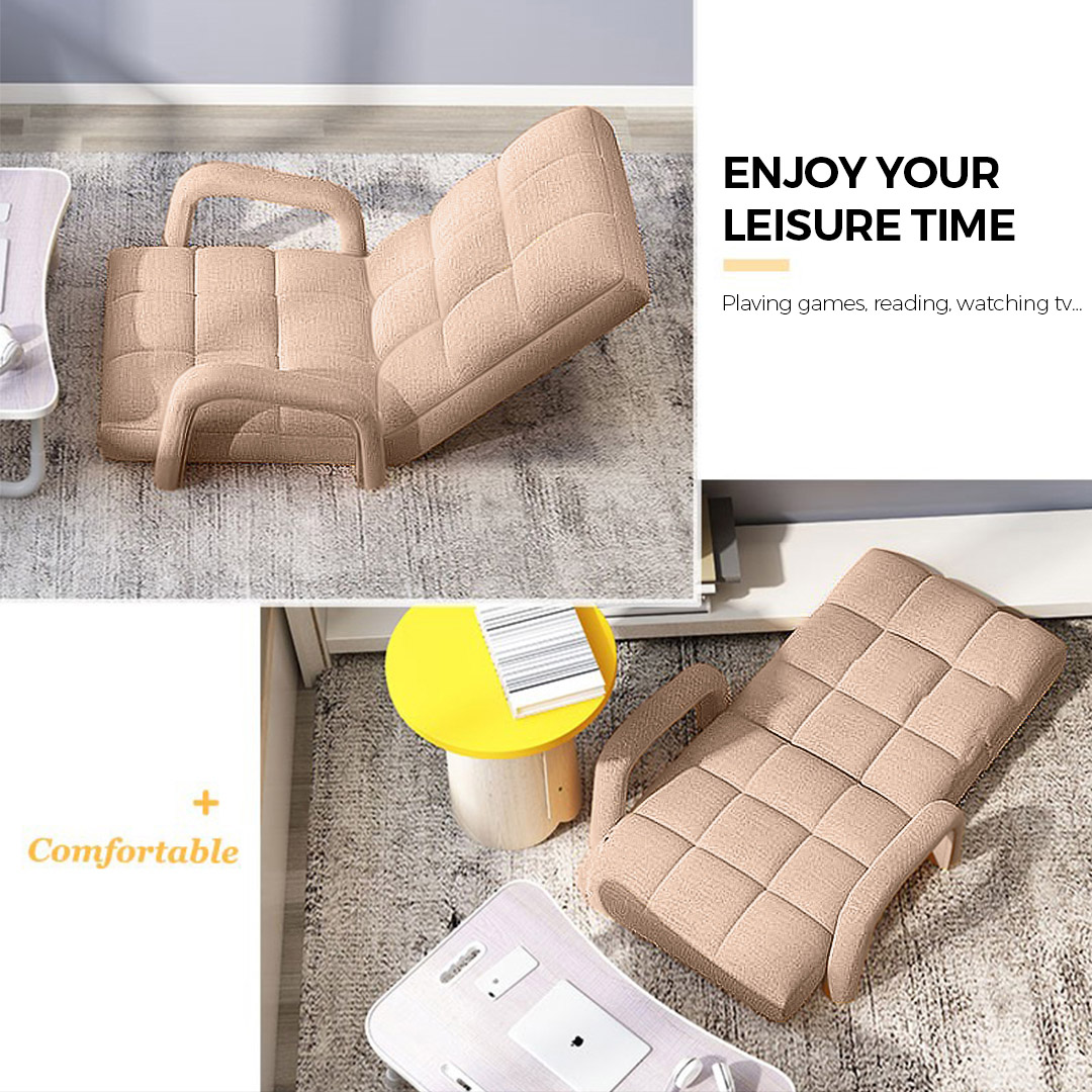 SOGA Foldable Lounge Cushion Adjustable Floor Lazy Recliner Chair with Armrest Khaki - LoungeArmKhaki - Furniture - 4 - AU DEPOT SOGA Buy SOGA Foldable Lounge Cushion Adjustable Floor Lazy Recliner Chair with Armrest Khaki Online - Furniture - 4 - AU Depot Free Shipping