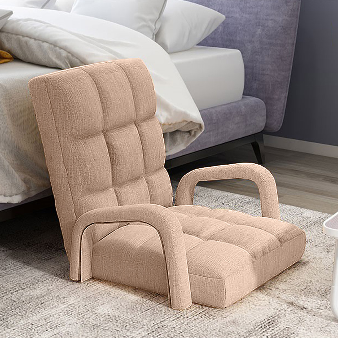 SOGA Foldable Lounge Cushion Adjustable Floor Lazy Recliner Chair with Armrest Khaki - LoungeArmKhaki - Furniture - 5 - AU DEPOT SOGA Buy SOGA Foldable Lounge Cushion Adjustable Floor Lazy Recliner Chair with Armrest Khaki Online - Furniture - 5 - AU Depot Free Shipping