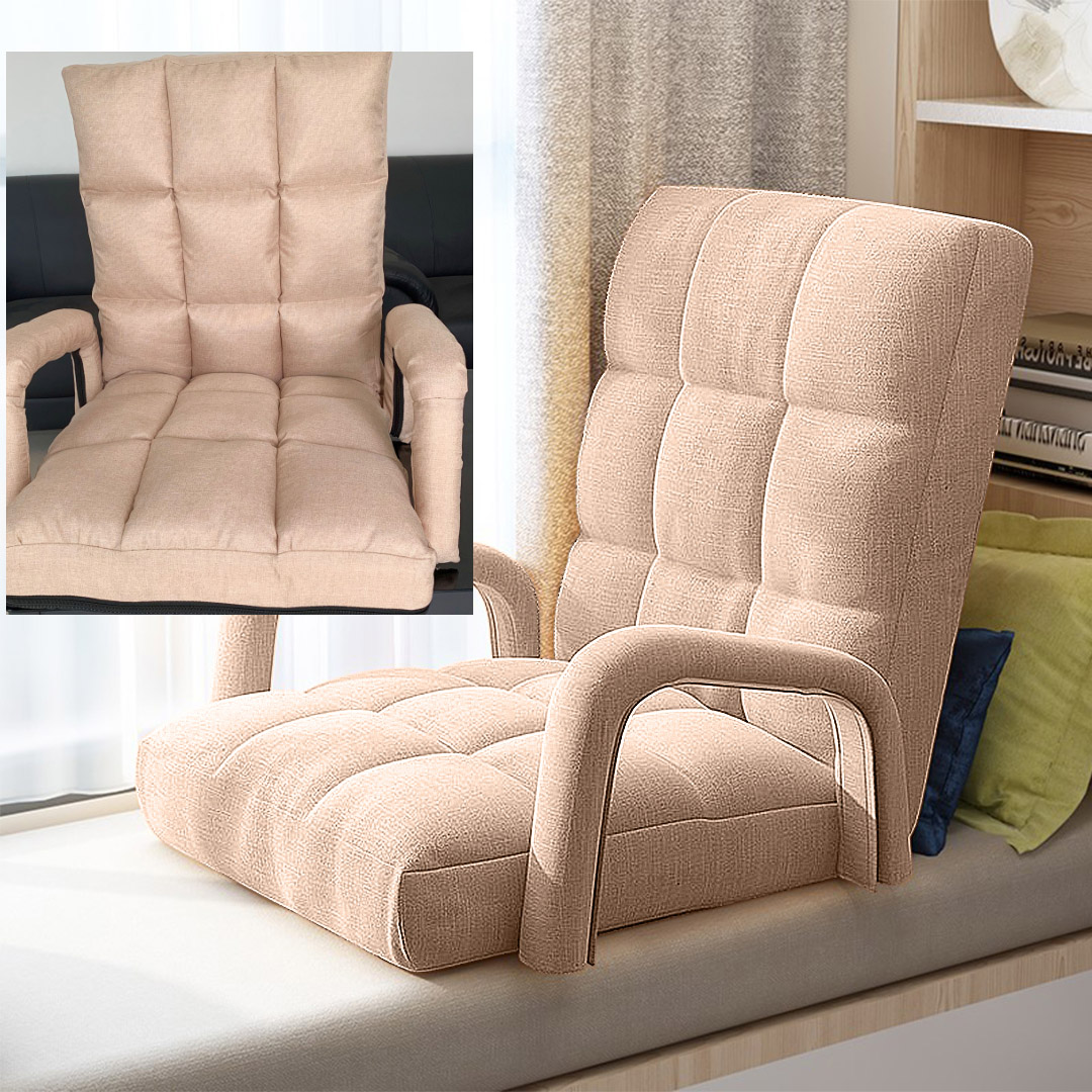 SOGA Foldable Lounge Cushion Adjustable Floor Lazy Recliner Chair with Armrest Khaki - LoungeArmKhaki - Furniture - 6 - AU DEPOT SOGA Buy SOGA Foldable Lounge Cushion Adjustable Floor Lazy Recliner Chair with Armrest Khaki Online - Furniture - 6 - AU Depot Free Shipping