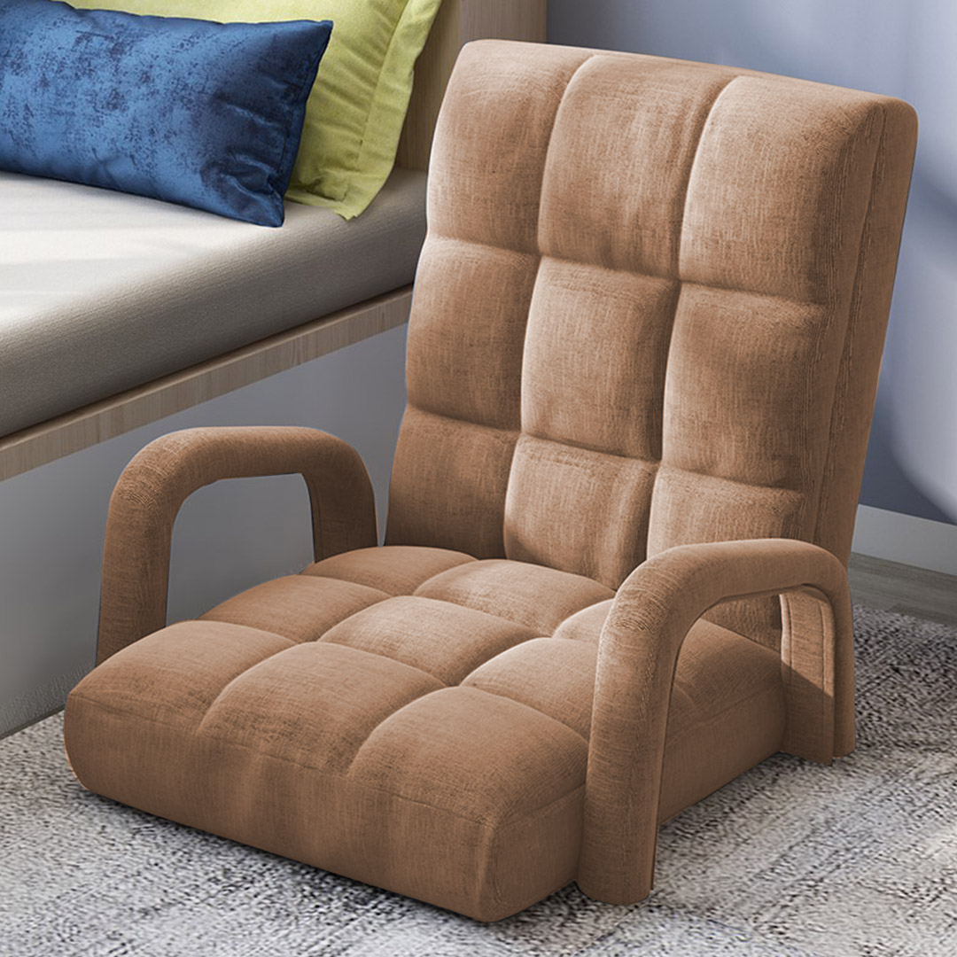 SOGA Foldable Lounge Cushion Adjustable Floor Lazy Recliner Chair with Armrest Khaki - LoungeArmKhaki - Furniture - 8 - AU DEPOT SOGA Buy SOGA Foldable Lounge Cushion Adjustable Floor Lazy Recliner Chair with Armrest Khaki Online - Furniture - 8 - AU Depot Free Shipping