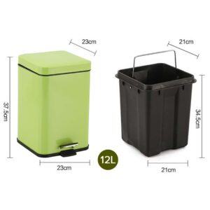 Buy SOGA Foot Pedal Stainless Steel Rubbish Recycling Garbage Waste Trash Bin Square 12L Green Online - Home & Living - 2 - AU Depot Free Shipping