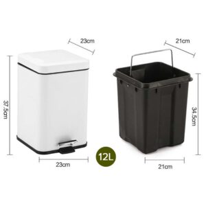 Buy SOGA Foot Pedal Stainless Steel Rubbish Recycling Garbage Waste Trash Bin Square 12L White Online - Home & Living - 2 - AU Depot Free Shipping