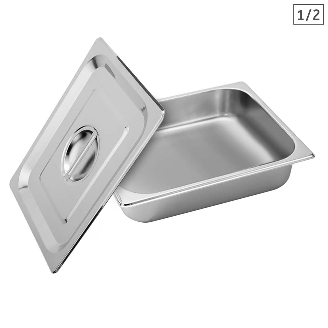 SOGA Gastronorm GN Pan Full Size 1/2 GN Pan 6.5cm Deep Stainless Steel Tray With Lid - Baking Trays - GP5409wLidX1 1 SOGA Gastronorm GN Pan Full Size 1/2 GN Pan 6.5cm Deep Stainless Steel Tray With Lid - AU DEPOT Buy SOGA Gastronorm GN Pan Full Size 1/2 GN Pan 6.5cm Deep Stainless Steel Tray With Lid Online - Home & Living - 1 - AU Depot Free Shipping