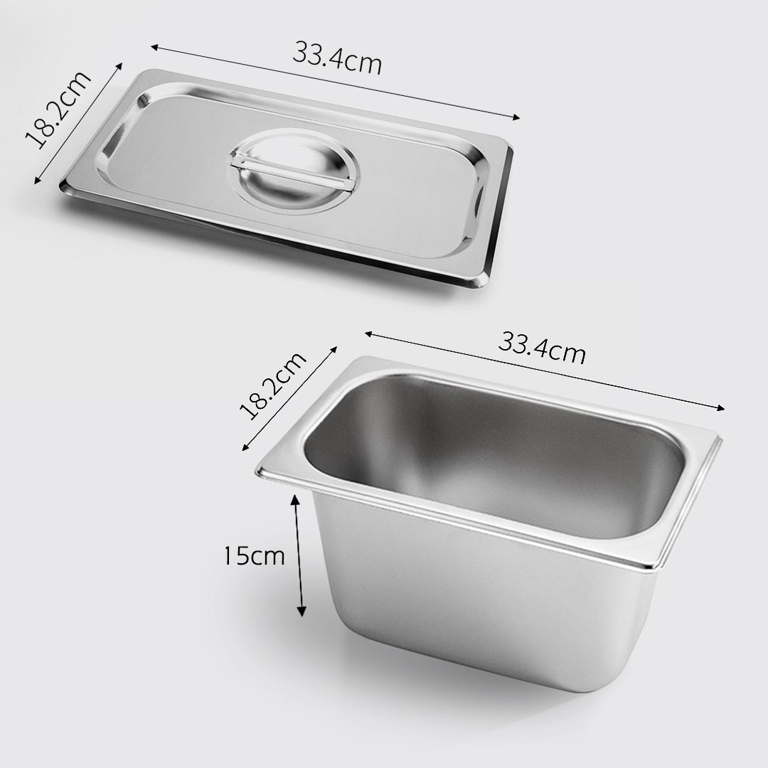 SOGA Gastronorm GN Pan Full Size 1/3 GN Pan 15cm Deep Stainless Steel Tray With Lid - GP5417wLidX1 - Home & Living - 2 - AU DEPOT SOGA Buy SOGA Gastronorm GN Pan Full Size 1/3 GN Pan 15cm Deep Stainless Steel Tray With Lid Online - Home & Living - 2 - AU Depot Free Shipping
