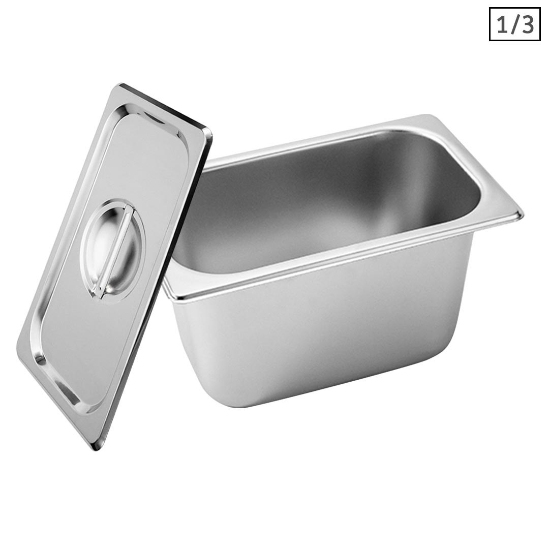 SOGA Gastronorm GN Pan Full Size 1/3 GN Pan 15cm Deep Stainless Steel Tray With Lid - Baking Trays - GP5417wLidX1 1 SOGA Gastronorm GN Pan Full Size 1/3 GN Pan 15cm Deep Stainless Steel Tray With Lid - AU DEPOT Buy SOGA Gastronorm GN Pan Full Size 1/3 GN Pan 15cm Deep Stainless Steel Tray With Lid Online - Home & Living - 1 - AU Depot Free Shipping