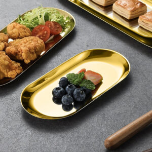 Buy SOGA Gold Nordic Oval Plate Set Small, Medium and Large for 3 Pieces Kitchen Online - home & living > kitchen & dining > cookware > saucepans - 2 - AU Depot Free Shipping