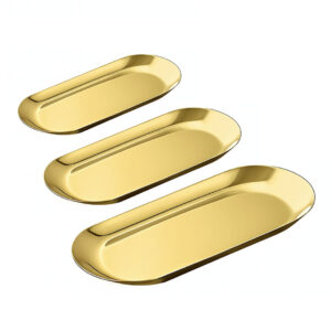 Buy SOGA Gold Nordic Oval Plate Set Small, Medium and Large for 3 Pieces Kitchen Online - home & living > kitchen & dining > cookware > saucepans - 1 - AU Depot Free Shipping