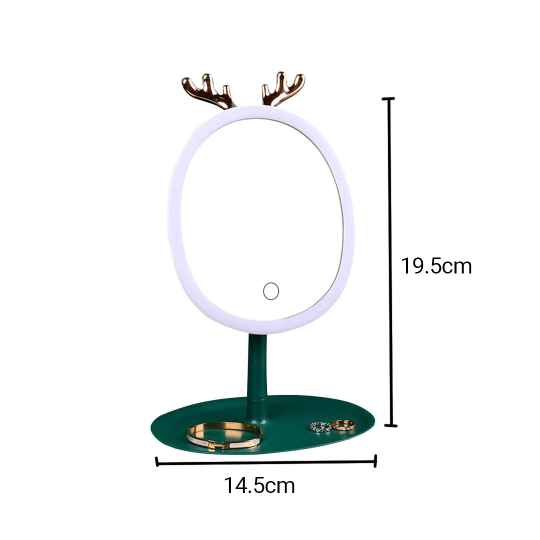 SOGA Green Antler LED Light Makeup Mirror Tabletop Vanity Home Decor - BathG534 - Home - 2 - AU DEPOT SOGA Buy SOGA Green Antler LED Light Makeup Mirror Tabletop Vanity Home Decor Online - Home - 2 - AU Depot Free Shipping