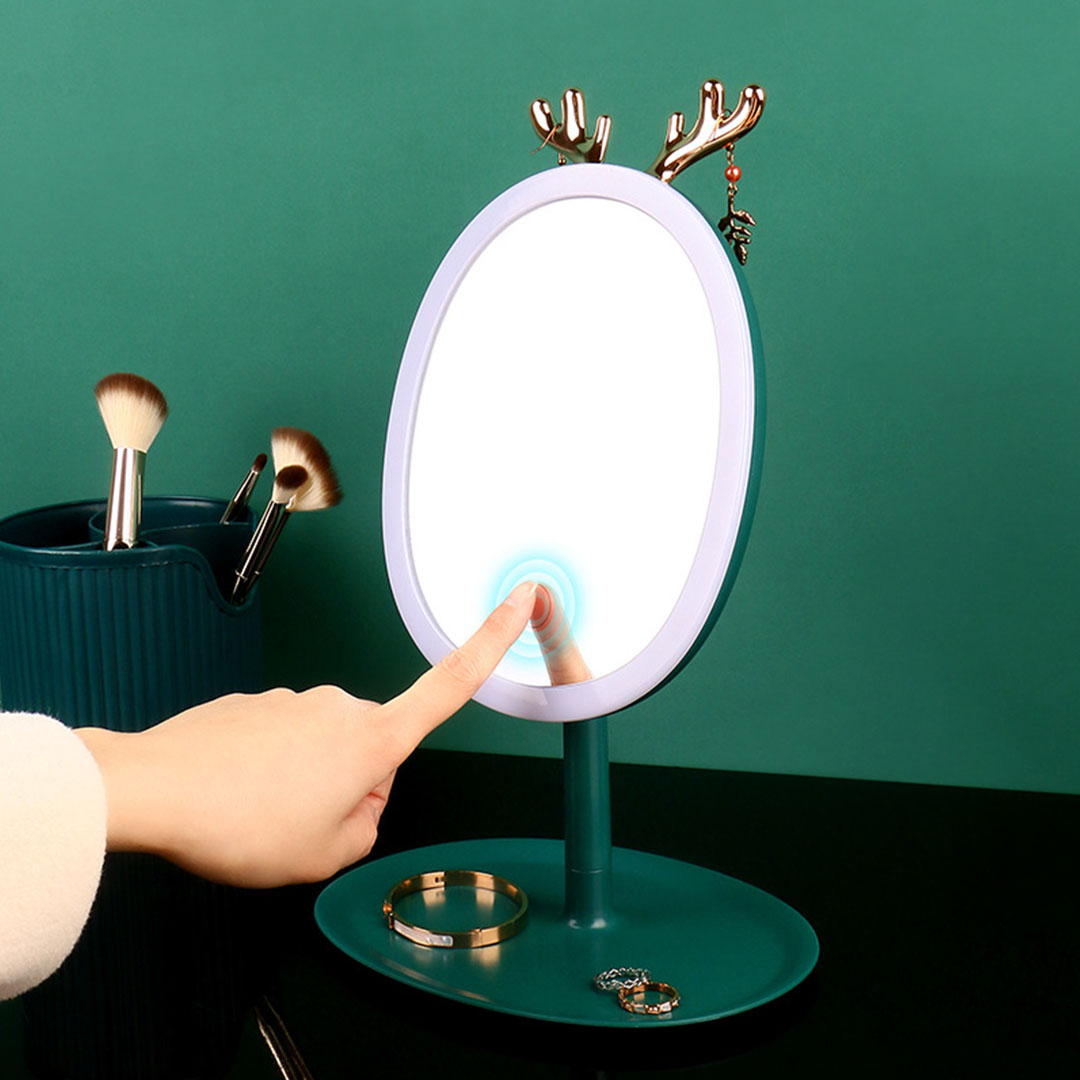 SOGA Green Antler LED Light Makeup Mirror Tabletop Vanity Home Decor - BathG534 - Home - 5 - AU DEPOT SOGA Buy SOGA Green Antler LED Light Makeup Mirror Tabletop Vanity Home Decor Online - Home - 5 - AU Depot Free Shipping