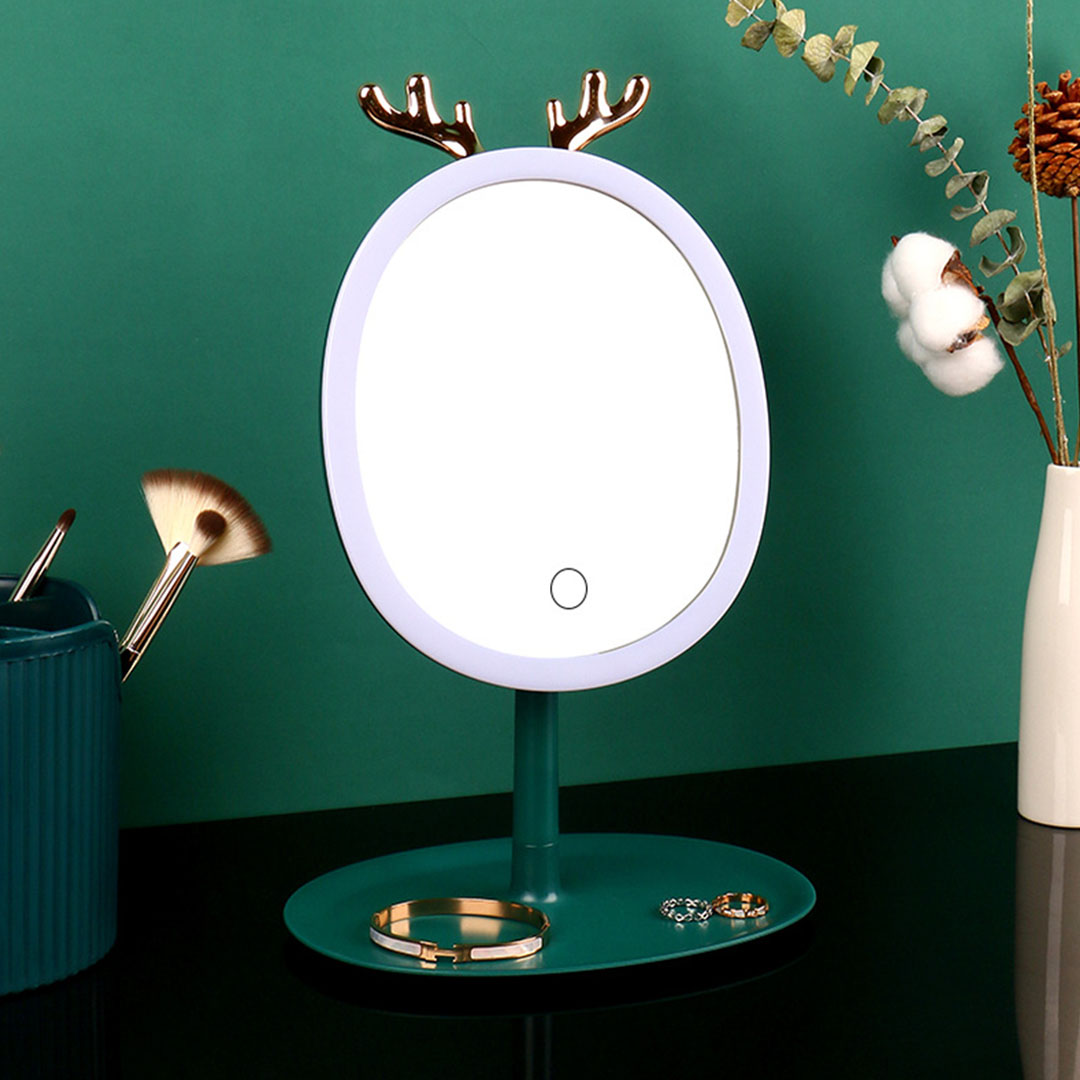 SOGA Green Antler LED Light Makeup Mirror Tabletop Vanity Home Decor - BathG534 - Home - 6 - AU DEPOT SOGA Buy SOGA Green Antler LED Light Makeup Mirror Tabletop Vanity Home Decor Online - Home - 6 - AU Depot Free Shipping