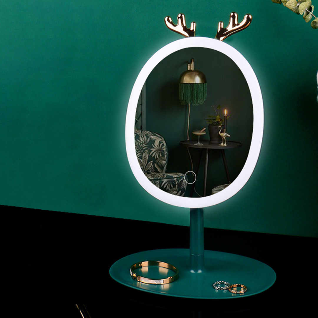 SOGA Green Antler LED Light Makeup Mirror Tabletop Vanity Home Decor - BathG534 - Home - 8 - AU DEPOT SOGA Buy SOGA Green Antler LED Light Makeup Mirror Tabletop Vanity Home Decor Online - Home - 8 - AU Depot Free Shipping