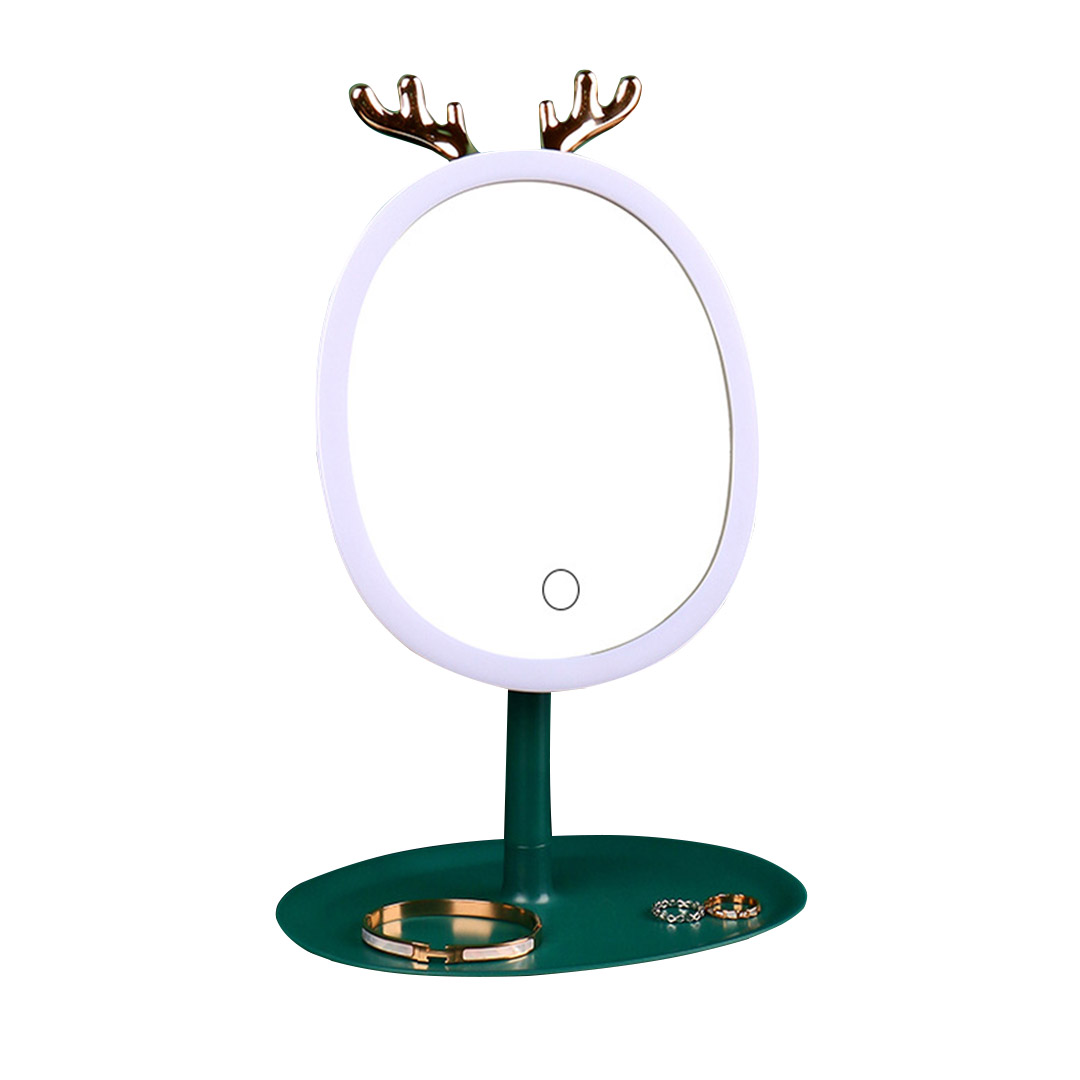 SOGA Green Antler LED Light Makeup Mirror Tabletop Vanity Home Decor - Bathroom Storage - BathG534 1 SOGA Green Antler LED Light Makeup Mirror Tabletop Vanity Home Decor - AU DEPOT Buy SOGA Green Antler LED Light Makeup Mirror Tabletop Vanity Home Decor Online - Home - 1 - AU Depot Free Shipping