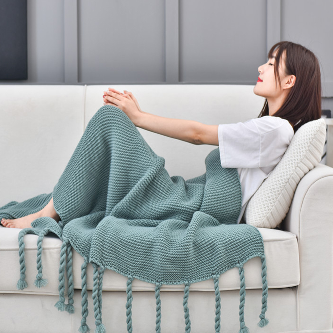 SOGA Green Tassel Fringe Knitting Blanket Warm Cozy Woven Cover Couch Bed Sofa Home Decor - Blanket928 - Home - 3 - AU DEPOT SOGA Buy SOGA Green Tassel Fringe Knitting Blanket Warm Cozy Woven Cover Couch Bed Sofa Home Decor Online - Home - 3 - AU Depot Free Shipping
