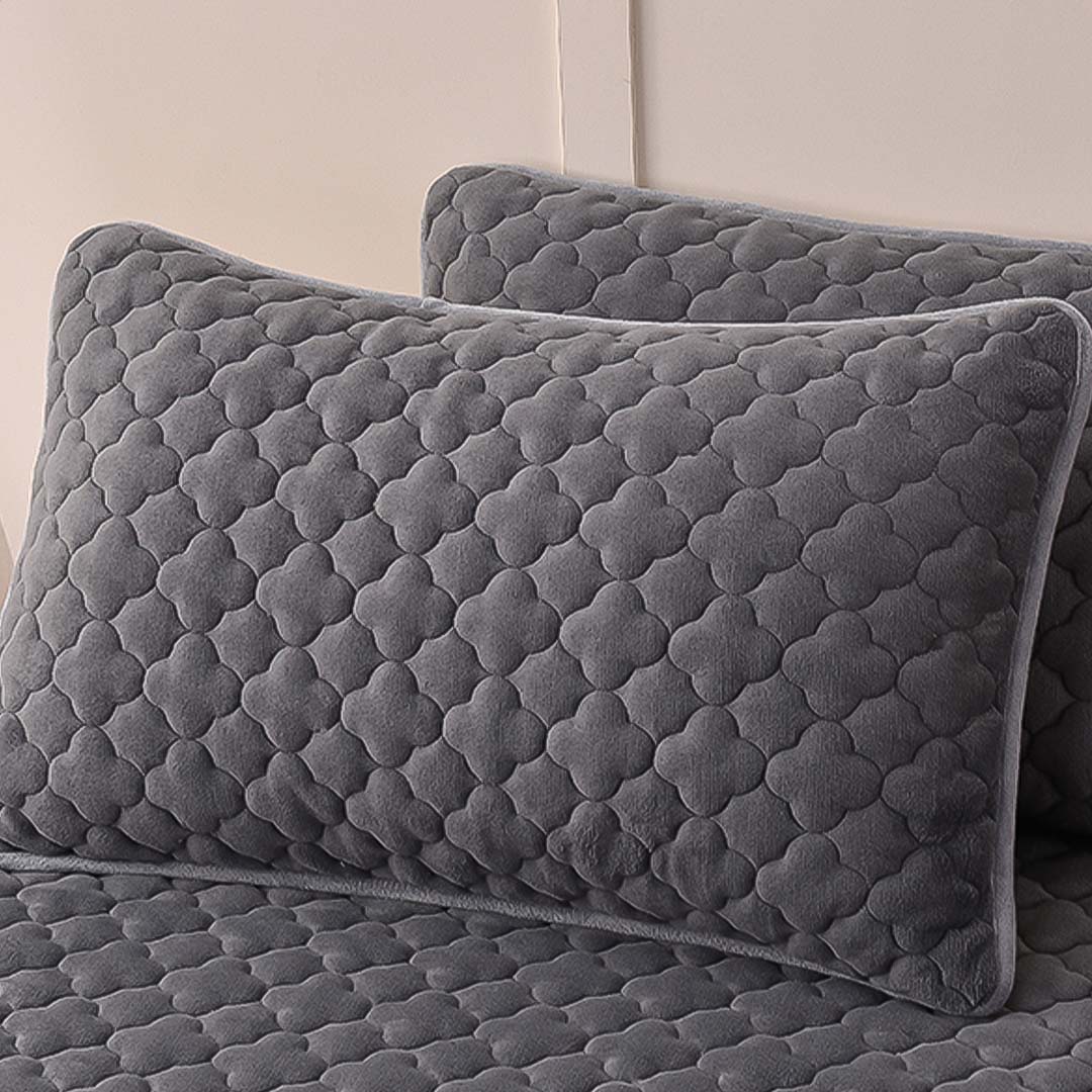 SOGA Grey 138cm Wide Mattress Cover Thick Quilted Fleece Stretchable Clover Design Bed Spread Sheet Protector with Pillow Covers - BCover7001 - Home & Living - 10 - AU DEPOT SOGA Buy SOGA Grey 138cm Wide Mattress Cover Thick Quilted Fleece Stretchable Clover Design Bed Spread Sheet Protector with Pillow Covers Online - Home & Living - 10 - AU Depot Free Shipping