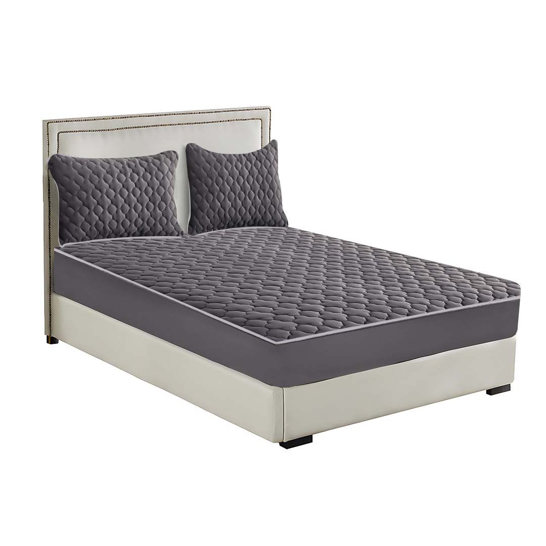 SOGA Grey 138cm Wide Mattress Cover Thick Quilted Fleece Stretchable Clover Design Bed Spread Sheet Protector with Pillow Covers - Mattress Protectors, Underlays & Toppers - BCover7001 1 SOGA Grey 138cm Wide Mattress Cover Thick Quilted Fleece Stretchable Clover Design Bed Spread Sheet Protector with Pillow Covers - AU DEPOT Buy SOGA Grey 138cm Wide Mattress Cover Thick Quilted Fleece Stretchable Clover Design Bed Spread Sheet Protector with Pillow Covers Online - Home & Living - 1 - AU Depot Free Shipping