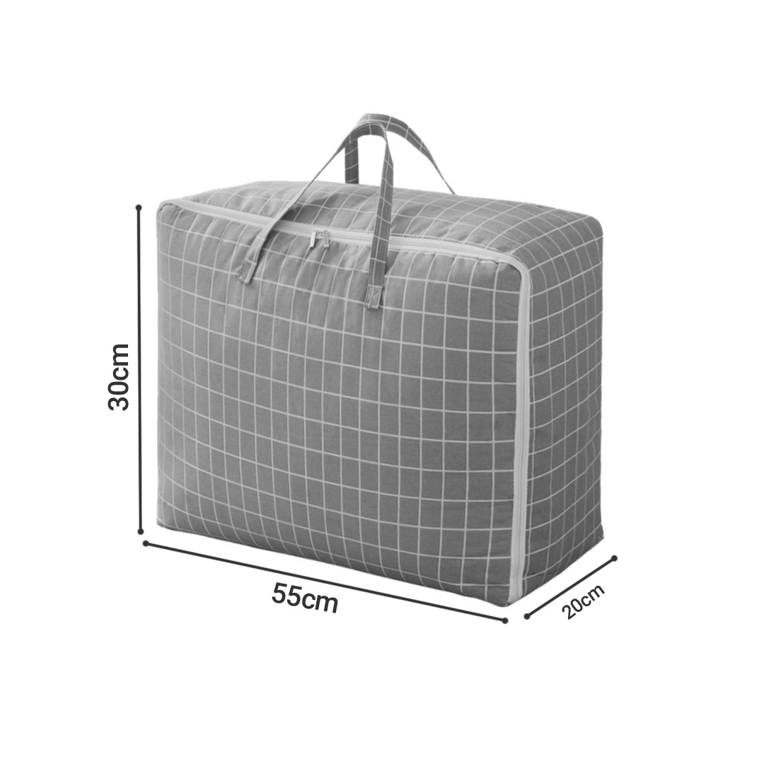 SOGA Grey Plaid Medium Storage Luggage Bag Double Zipper Foldable Travel Organiser Essentials - SBox201 - Furniture - 6 - AU DEPOT SOGA Buy SOGA Grey Plaid Medium Storage Luggage Bag Double Zipper Foldable Travel Organiser Essentials Online - Furniture - 6 - AU Depot Free Shipping