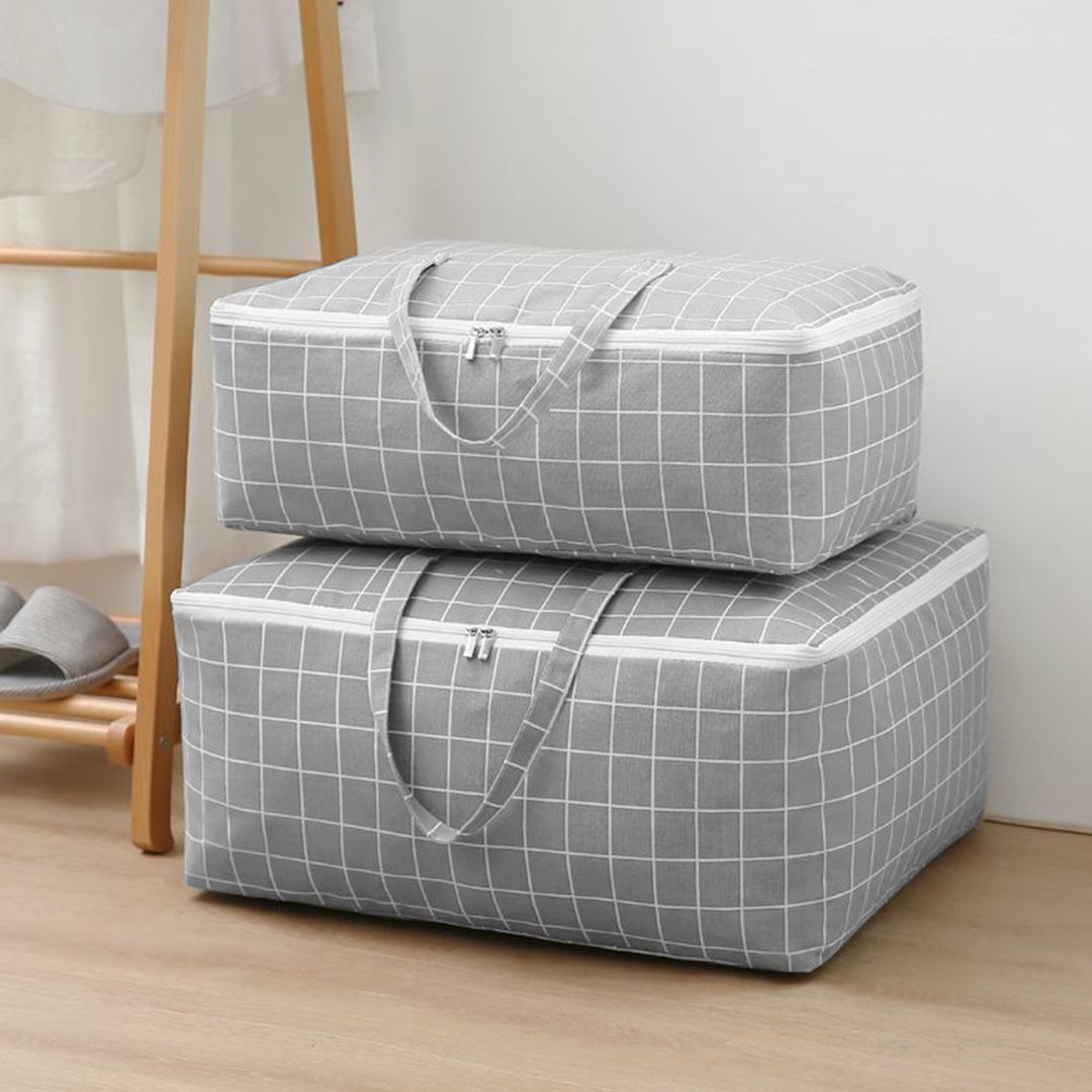 SOGA Grey Plaid Super Large Storage Luggage Bag Double Zipper Foldable Travel Organiser Essentials - SBox203 - Furniture - 7 - AU DEPOT SOGA Buy SOGA Grey Plaid Super Large Storage Luggage Bag Double Zipper Foldable Travel Organiser Essentials Online - Furniture - 7 - AU Depot Free Shipping
